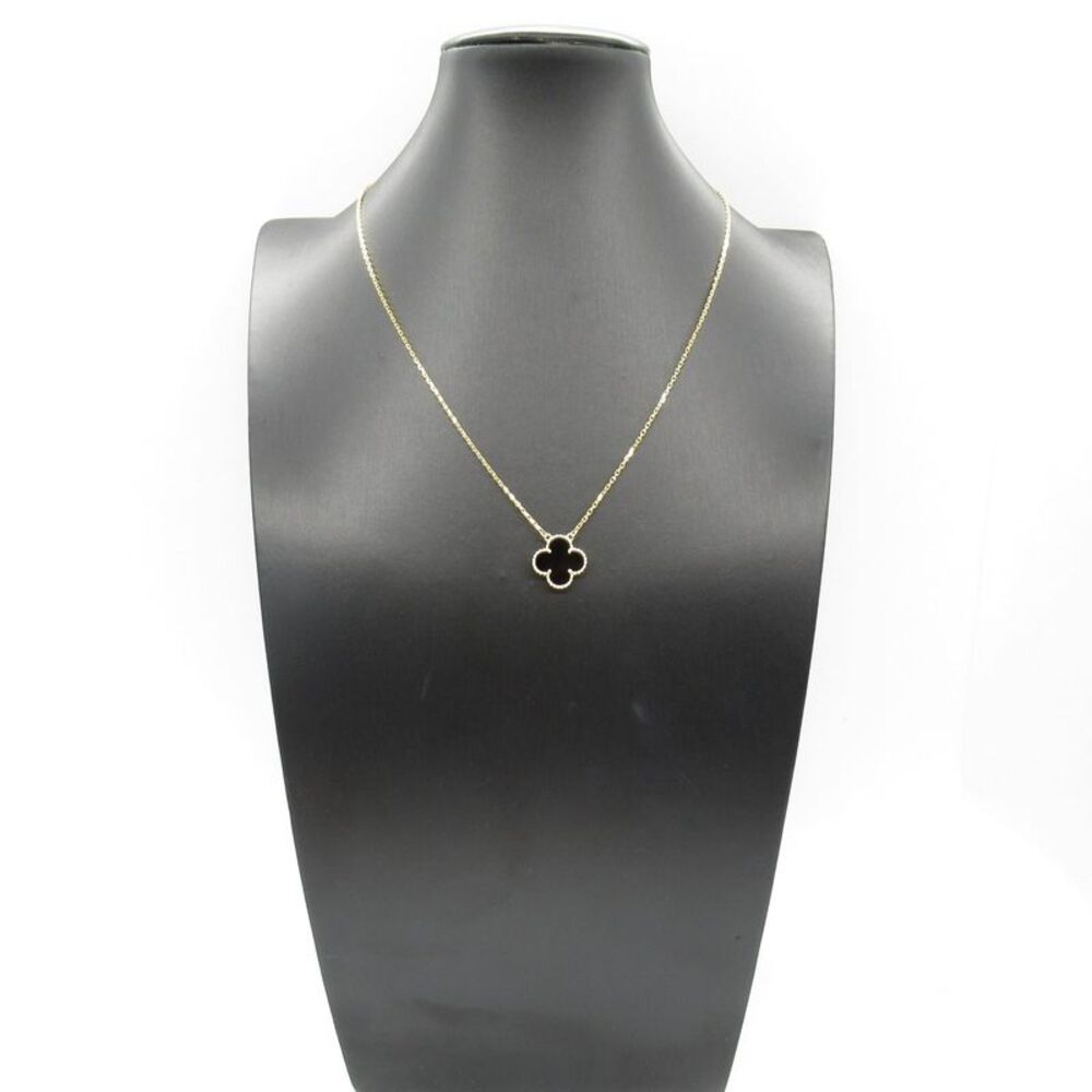 Van Cleef & Arpels K18 Yellow Gold Vintage Alhambra Necklace Onyx Necklace - Picture 6 of 6